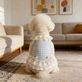 Cute Bow Lace Design Pet Dog and Cat Checkered Clothes Comfortable Breathable Cat Vest Lightweight Small Dog Vest
