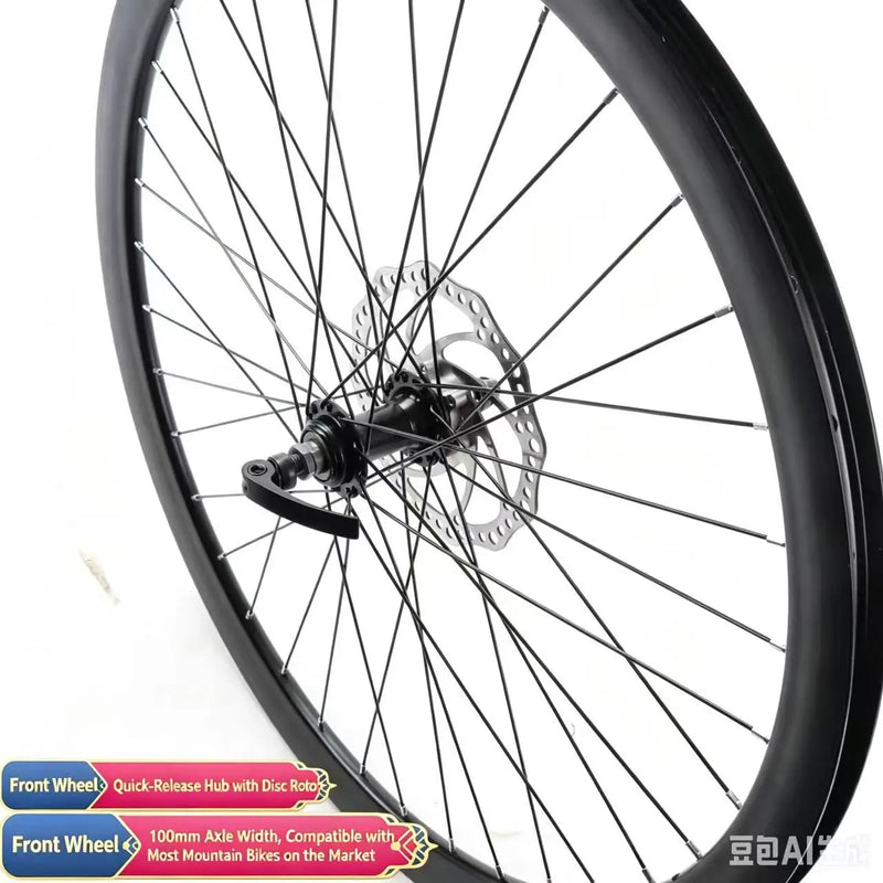 MTB Triple-Layer Alloy Wheelset, Disc Brake, QR, 7-9 Speed, 20/22/24/26/27.5", 2.125" Tires & Brake Pads, Ready-to-Ride