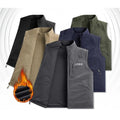 2025 Autumn Winter Thickened Fleece Double-Sided Vest Men's Jacket Warm Outerwear Slim Fit Casual Style Daily