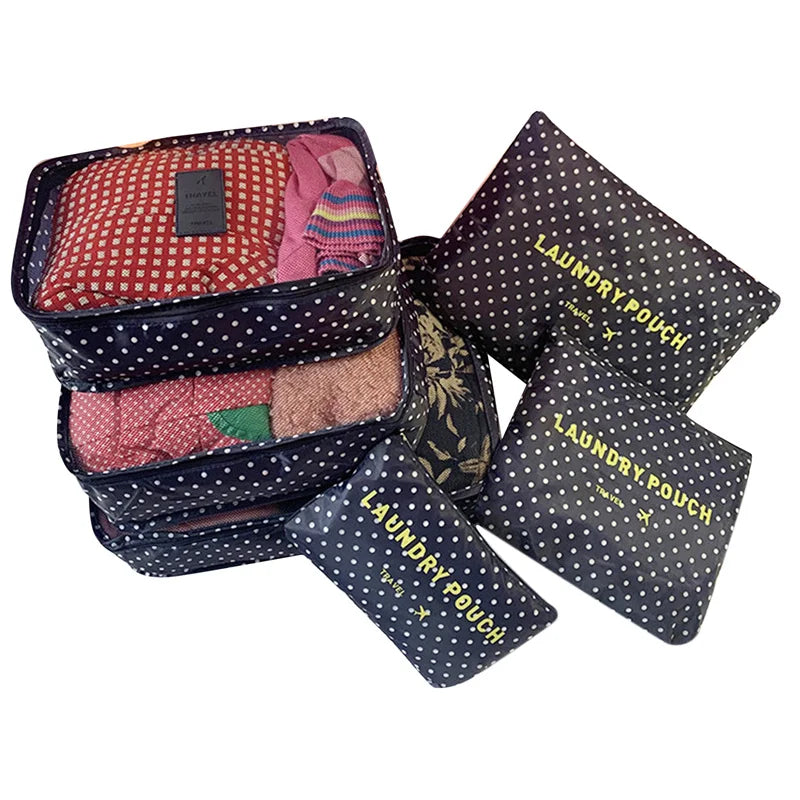 1/6pcsTravel Storage Bag Set for Clothes Tidy Organizer Wardrobe Suitcase Pouch Travel Organizer Bag Case Shoes Packing Cube Bag
