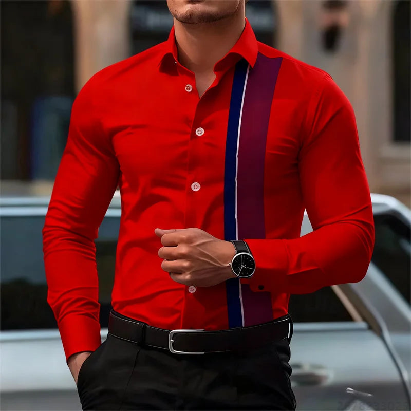 Men's fashionable contrast color striped long sleeve | SAMAG