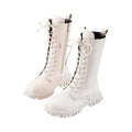 Girls White Lace - Up Boots Booties Side Zipper Soft Bottom - View 8 | SAMAG