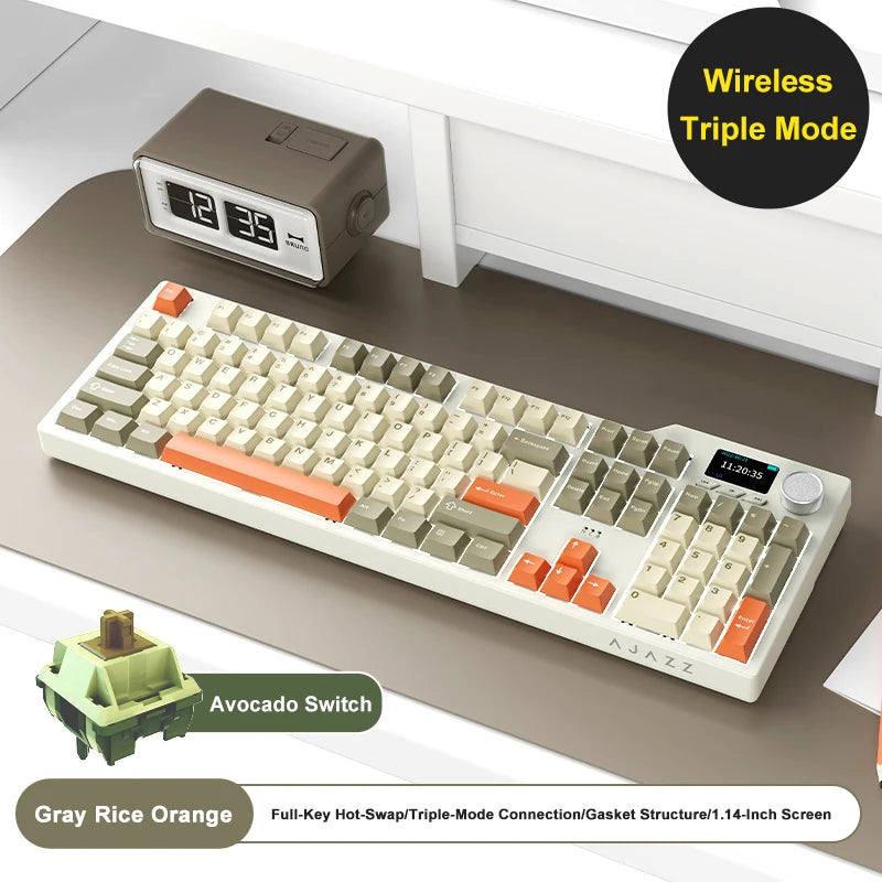 Ajazz AK35I V3/V4 MAX Tri-mode Wired Bluetooth Wireless Gaming Keyboard Gasket Full Key Hot Swap 104 Keys Customized Keyboard