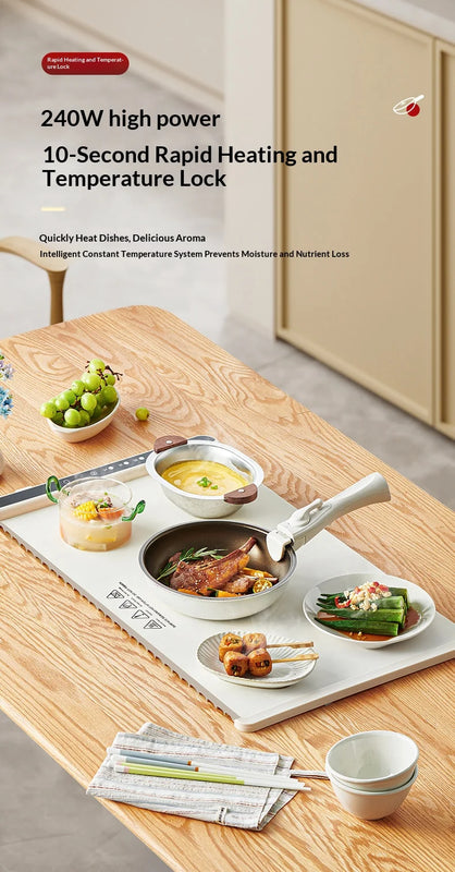 Foldable Electric Food Warming Tray, Portable Smart Heating Mat with 3 Temperature Modes, Fast Constant Temperature Food Warmer