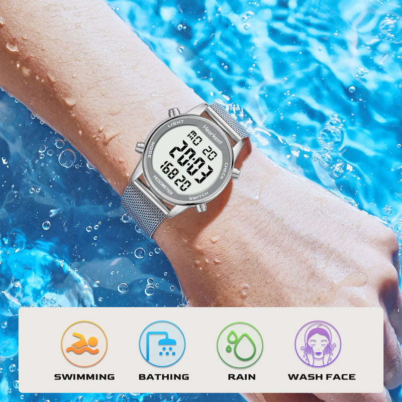 Hearkent Pedometer Watches Sport Step Counter Women's Digital Calories Mile Tracker Waterproof 30M for - Visuel 2 | SAMAG