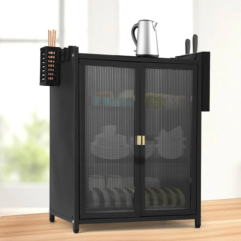 3 - Tier Kitchen Countertop Cabinet with Double Door Drainer with Chopstick Baskets Organizer - View 3 | SAMAG