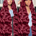 200% Body Wave Wig Burgundy 99J Lace Front Wig 13x4 13x6 HD Lace Frontal Wig Human Hair Pre Plucked 99j Red Colored Wig
