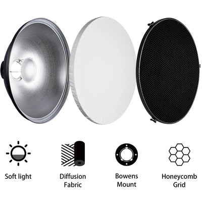 Selens Reflector Beauty Dish 42cm/16.5in Honeycomb Grid | SAMAG