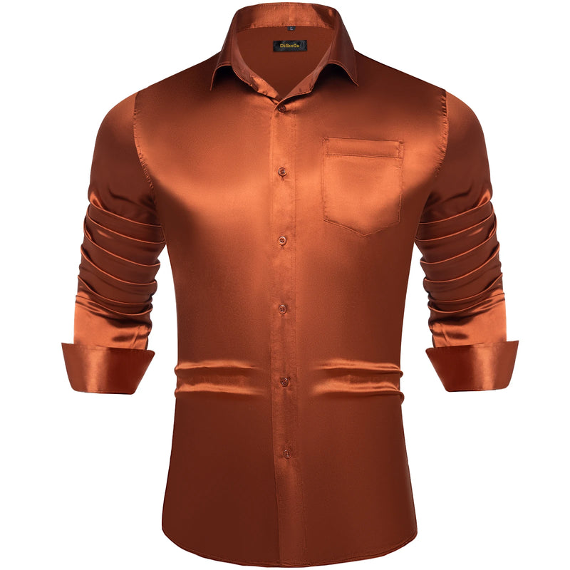 Solid Satin Shirts for Men Sage Green Black Yellow Red | SAMAG