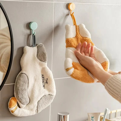 Cute Cat Hanging Towel Kitchen Hand Bathroom Soft | SAMAG