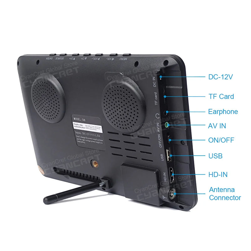 LEADSTAR D8 Portable TV 8 Inch DVB-T2 ATSC ISDB-T tdt DTT Digital and Analog Mini Small Car Television Support TF MP4 H.265 AC3