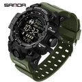 SANDA 6229 Men Outdoor Sports Watch Waterproof Analog Digital Show Multifunction Big Dial Electronic Wristwatch style Male Cloc