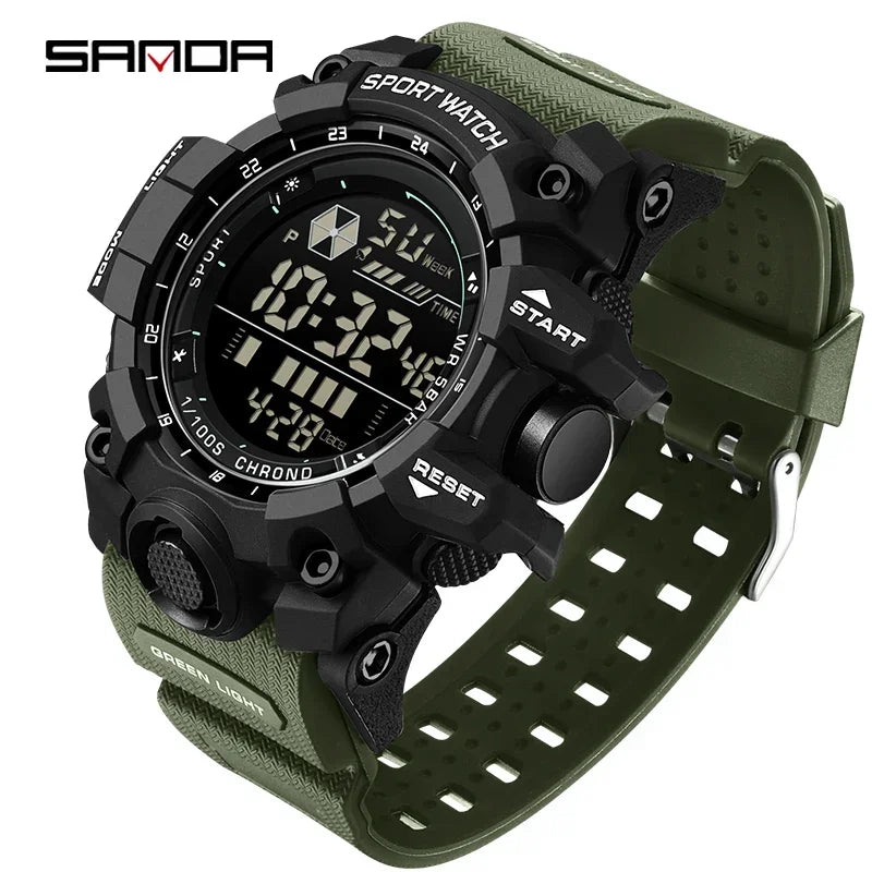SANDA 6229 Men Outdoor Sports Watch Waterproof Analog Digital Show Multifunction Big Dial Electronic Wristwatch style Male Cloc