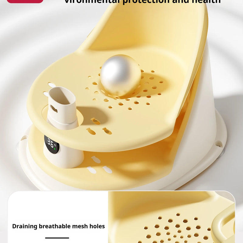 AIBEDILA Baby Bath Seat Multifunctional Toddler Bath Chair With Smart Temperature Sensing Safe Material For Bathtub Shower