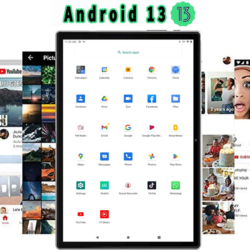 BDF Tablet 10.1 Inch 4G Lte Sim Card Octa Core 8GB RAM 256GB ROM Tablets 2.4G/5G Wifi Android 13 Sim Card Tablet PC