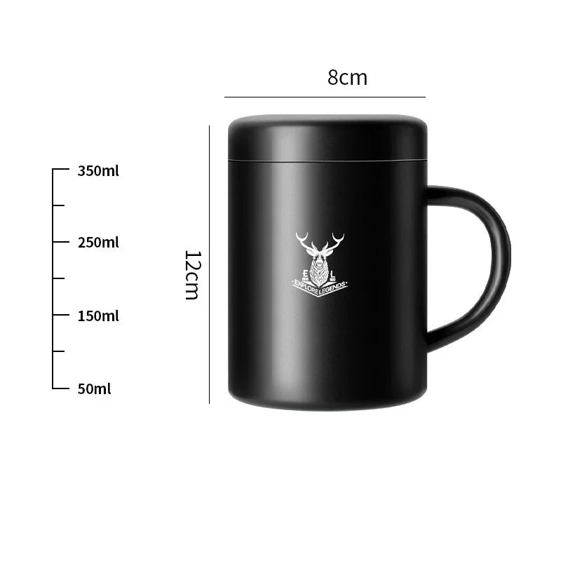 Thermal Mug with Lid 304 Stainless Steel Coffee Cup Home Office Double Wall Tumbler Anti-drop Keep Warm&cold Double Bottom Mug