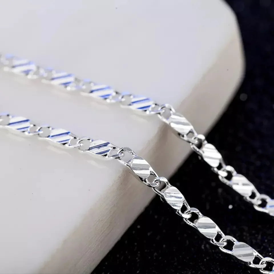 Fashion Charm 18k Gold Necklace 2MM 16/18/20/22/24/26/28/30 Inch Side Chain Necklace For Women Men Jewelry 925 Silver Necklace