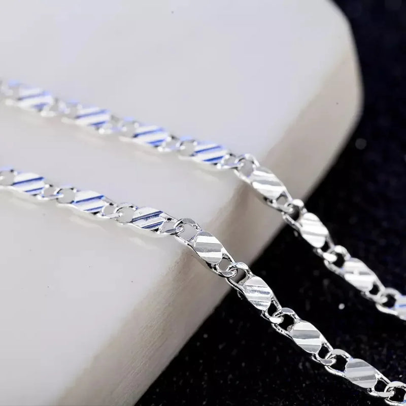 Fashion Charm 18k Gold Necklace 2MM 16/18/20/22/24/26/28/30 Inch Side Chain Necklace For Women Men Jewelry 925 Silver Necklace
