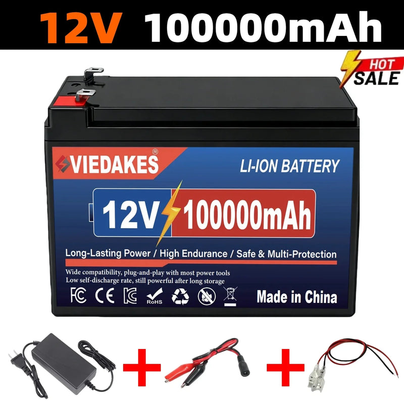 12V 10.5Ah Lithium Battery Rechargeable Replacement 12V Sprayer Battery with Built-in High Current BMS 12.6V 3A Charger 21A 30A