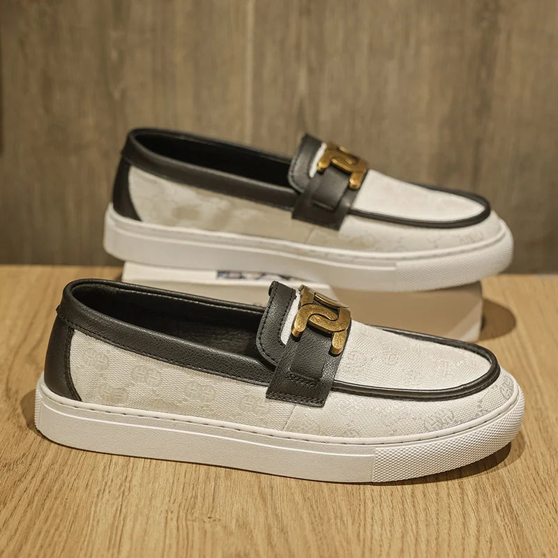 2026 New Bussiness Casual Shoes for Men Low-top Fashion Loafers Slip On Flat Boat Shoe Mens Luxury Leather Shoes