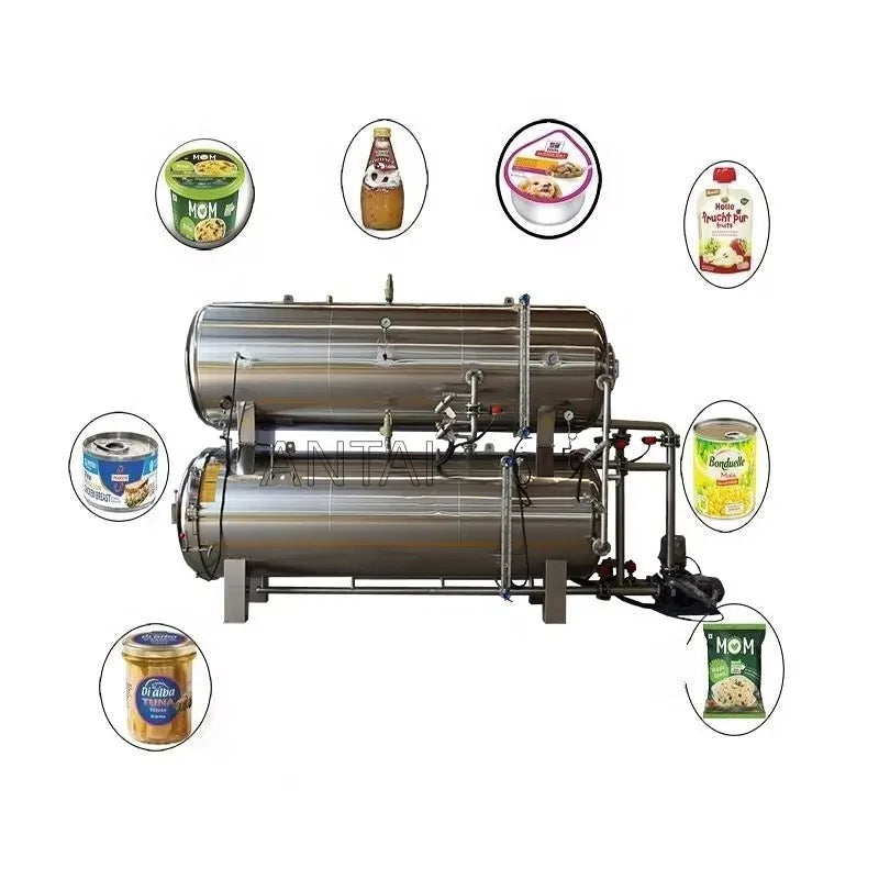 Customized Water Bath Fully Spray High-temperature Automatic Sterilization Pot Glass Bottle Plastic Packaging Milk and Meat