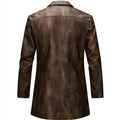 Men's Brown PU Jackets with Lapels for Fall and Winter, Dark Gray Faux Leather Coats for Spring, European Sizes S–XXXL.
