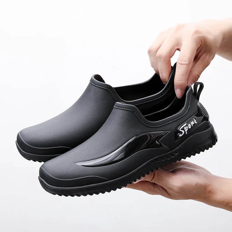 2026Simple Style Outdoor Work Commute Fishing Kitchen Non-Slip Waterproof Men's Flat-Soled High-Quality Rubber Boots Rain Boots