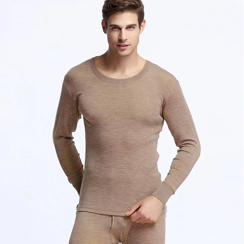 Thermal Underwear Set for Men, 100% Merino Wool, Breathable Tops and Pants, 200GSM Weight Set, Winter