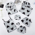 Spring Autumn 7 Pieces Set Silk Elegant Women Pajamas Print Shorts Long Sleeve Top Elastic Waist Pants Lounge Sleepwear