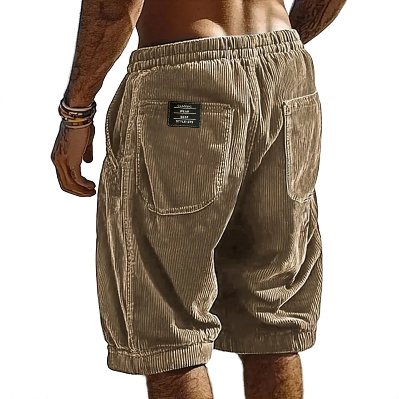 Men's Retro Corduroy Casual Shorts Fashion Solid | SAMAG