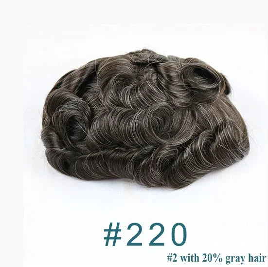 Super Ultra Thin Skin 0.02mm 80-100%Density Men Toupee Brown Black 210# Human Hair System Undetectable Natural Hairline Prosthes