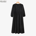 ZANZEA Muslim Women Lace Patchwork Maxi Dress Modet | SAMAG