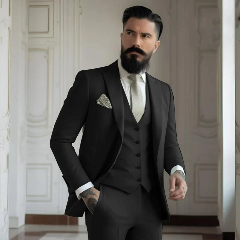 Champagne mens Tuxedo Wedding Suits For Bespoke Groom Wear Formal Fashion Prom Party Blazer+Pants+Vest - View 6 | SAMAG