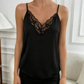 Women's V Neck Black Lace Splicing Camisole Sling Tank Top Spring Summer Sexy Casual Everyday Home Versatile Camisole Top