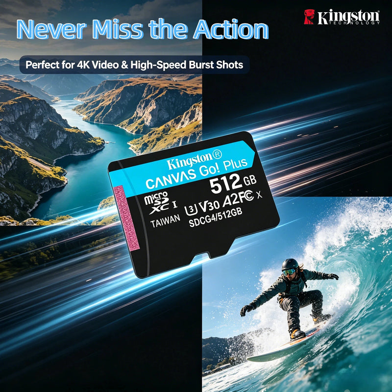 Kingston 256GB Canvas Go Plus Micro SD Card 200MB/s A2 U3 V30 Class 10 MicroSDXC Memory Card for Smartphone Drone 4K Video