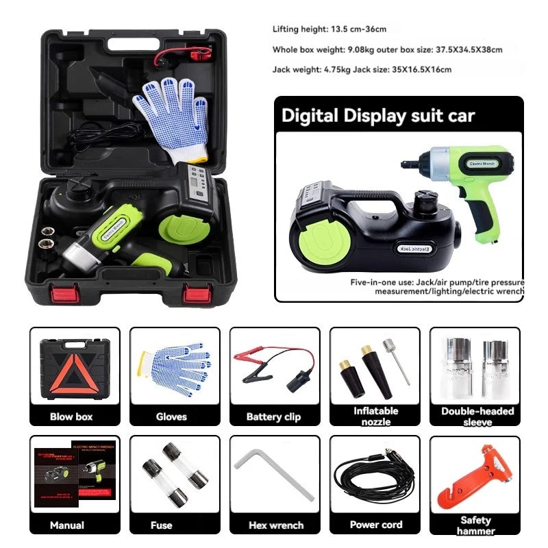 Electric Car Jack with Electric Impact Wrench  Portable Car Jack for SUV MPV Sedan Truck Change Tires Garage Repair