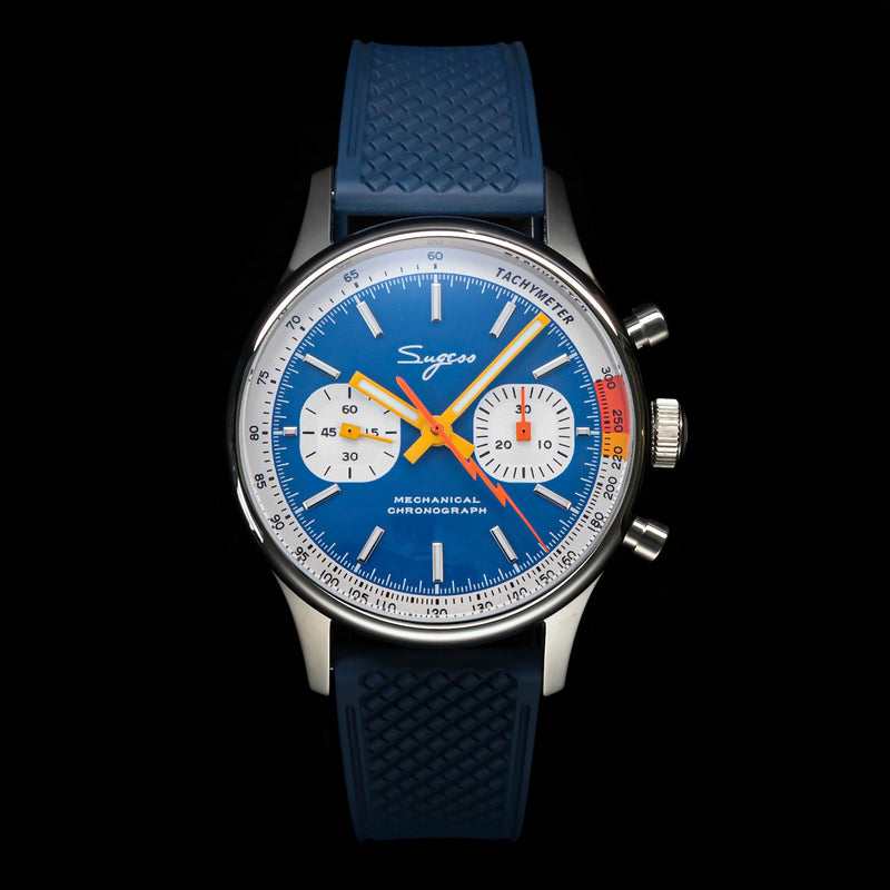 Sugess Pilot Watch with Seagull Movement Swanneck Wristwatch Mechanical Chronograph Sappire Crystal Military Limited Racing 1963