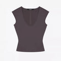 ANK Air Summer Top with Solid Color, Black and White Powder, Wide Shoulder Strap, I-Shaped Tank Top, Women's Sports, Daily Wear