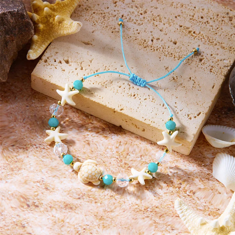 Bohemia Shell Conch Starfish Bracelet for Women Handmade Adjustable Rope Summer Beach Party Jewelry - Visuel 10 | SAMAG
