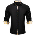 Men's Polyester Cotton Solid Black Shirts Long Sleeve | SAMAG