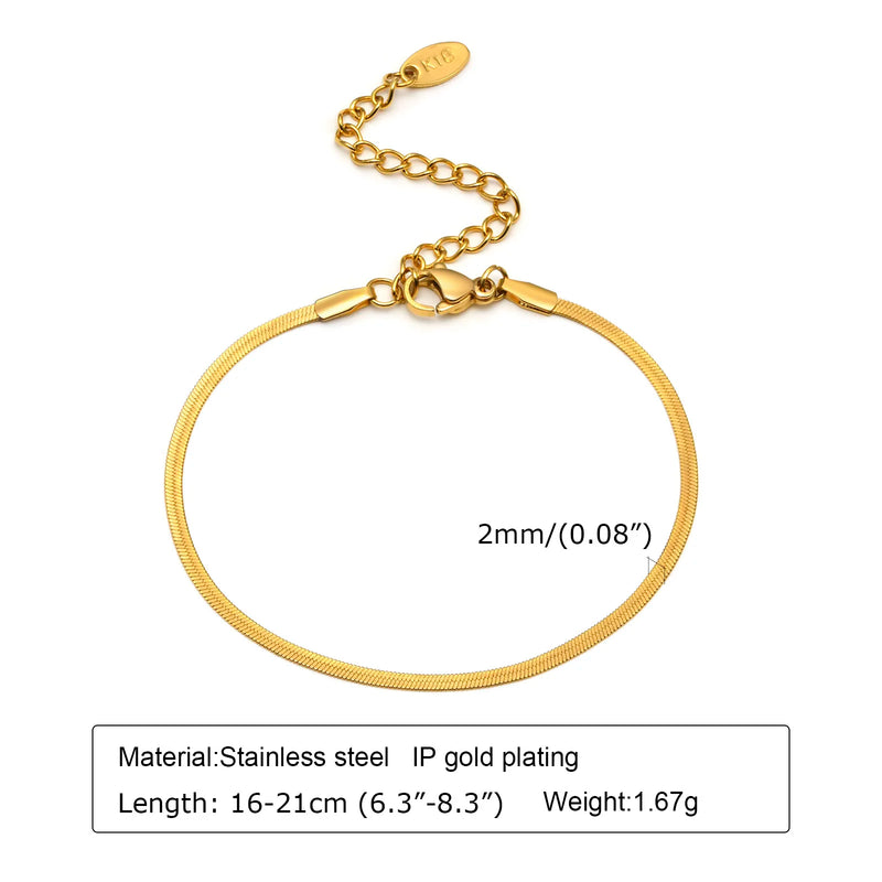 Thin Link Women Bracelet, Stainless Steel 18K Gold Plated Chain Waterproof Dainty Stackable Wrist Jewelry - Visuel 8 | SAMAG