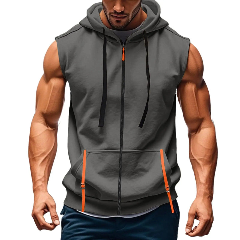 Men Hooded Sleeveless Shirt Casual Gym Tank Top Male Breathable Bodybuilding Vest Basketball Shirt Fashion Singlet Man Clothes