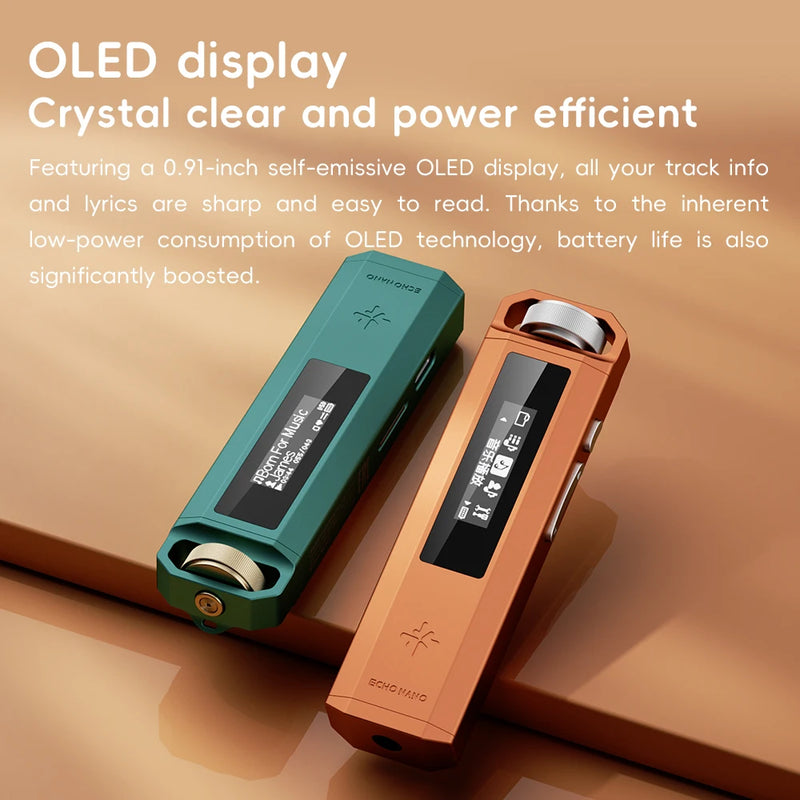FiiO ECHO NANO Retro Music Player, Pocket-Sized HiFi MP3 Player with OLED Display, USB DAC, Lossless Audio