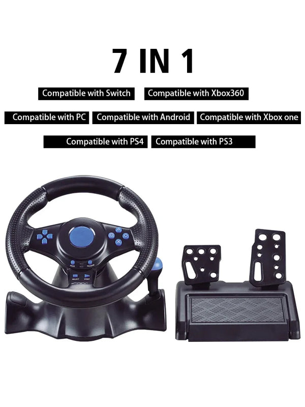 DATA FROG Racing Steering Wheel Vibration Controller Sim Racing Wheel with Pedals for PC Gaming Console Universal Gamepad
