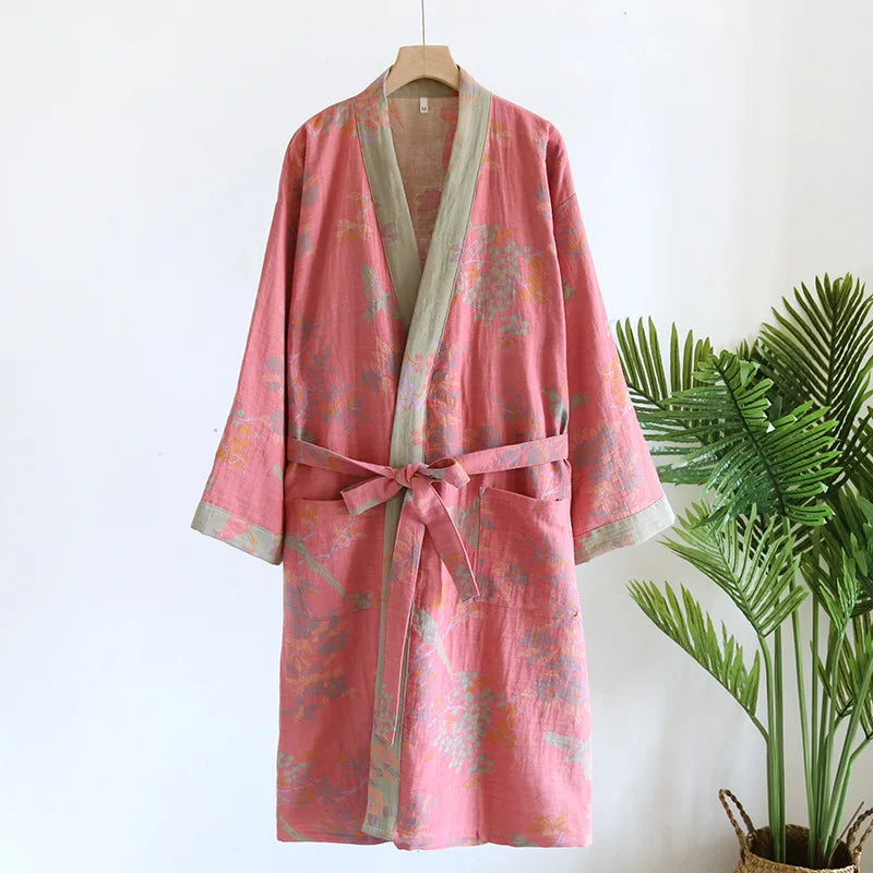 Pure Cotton Robe Women's Pajamas 3/4 Sleeve Spring Autumn | SAMAG
