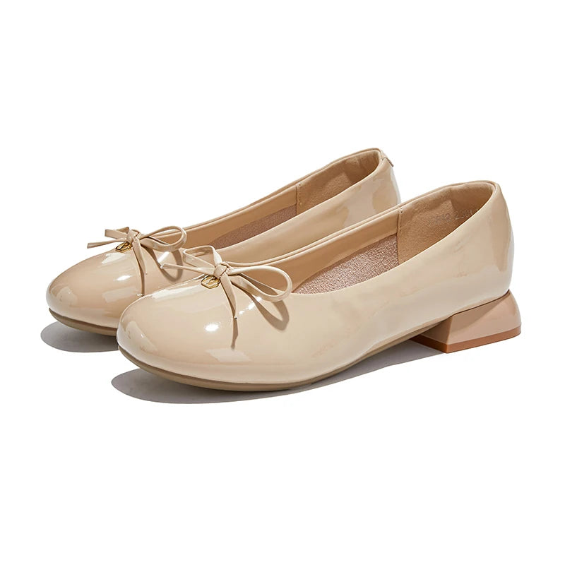 2026 New Women's Loafers Shoe High Heels Anti-slip Bow Mary Jane Shoes Women Patent Leather Low-cut Formal Frail Shoes