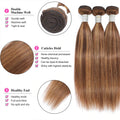 32 Inch Honey Blonde Straight Bundles P4/27 Highlight Straight Human Hair Bundles Brown Colored Brazilian Hair Weave Bundles