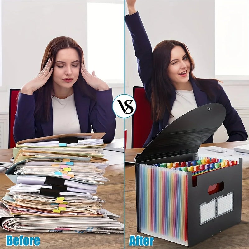 25/13 Pockets Plastic Three Sided Sealed Hanging Rope Flip Organ Bag A4 Multi-layer Folder Office File Storage Bag