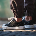 Maden Casual Low-top Dissolved Canvas Shoes for Men's Spring Autumn Street Outfits Sneakers Soft Sole Lace-up Skateboard Shoes