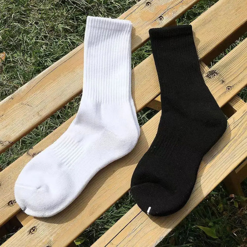 6 Pairs Middle Tube Socks For Men Solid Colour In White | SAMAG